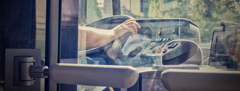 Public bus driver cabin.