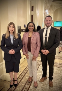 Photo of DA Summer Stephan with Assemblymember Dr. Darshana Patel and Phil Ortiz