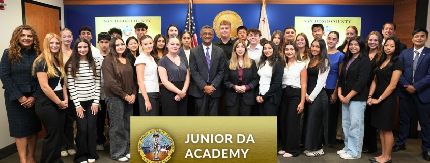 Group photo of the students participating in the DA's Junior Academy with DA Summer Stephan and other leadership.