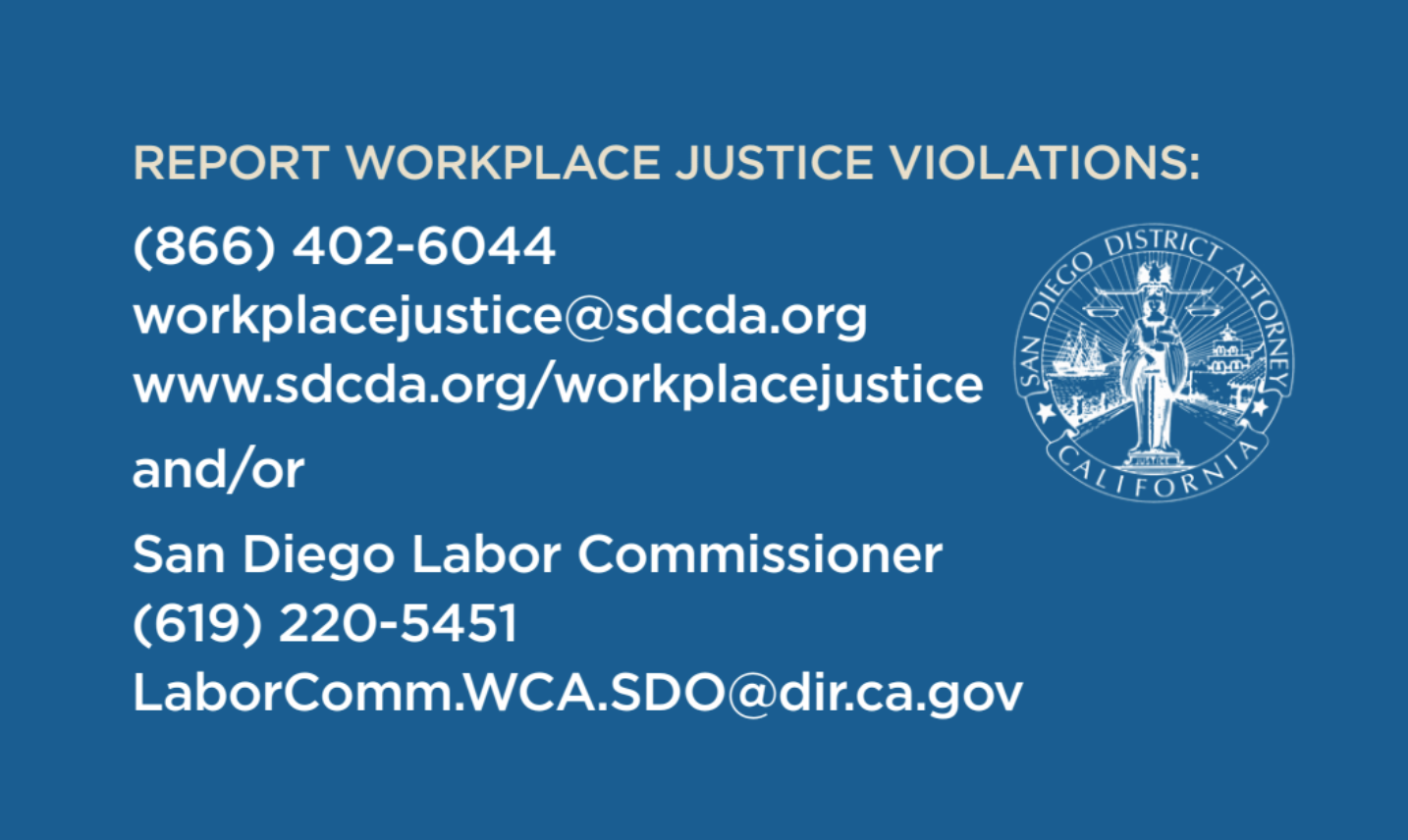 Workplace Justice Wallet Card